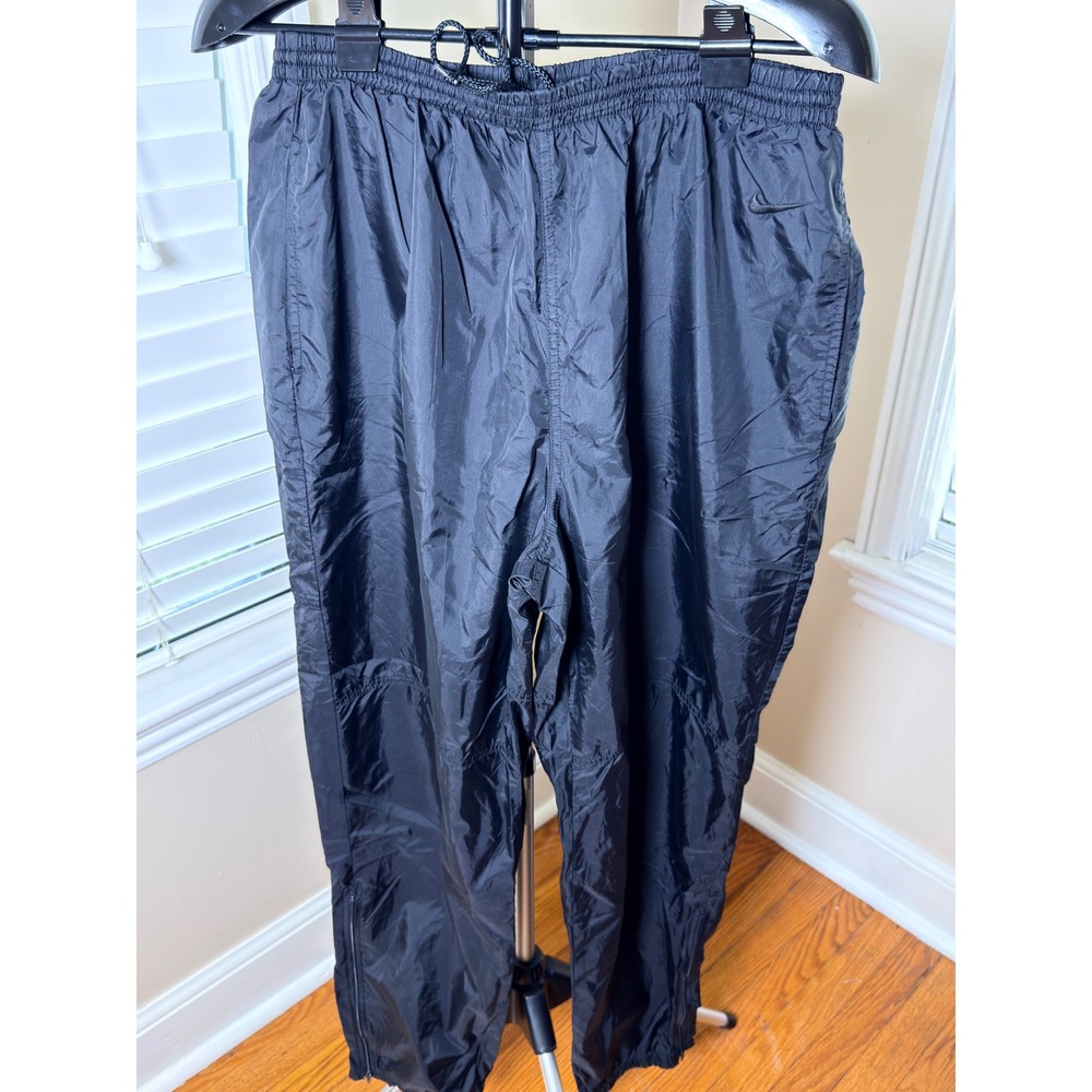 Vintage Y2K Nike Men's XL Black Nylon Track Pants Ankle Zip XL F61103SID Retro